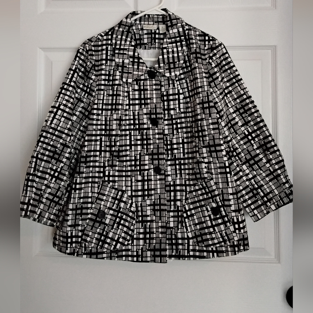 Women's Kim Rodgers Black and White Lined Blazer